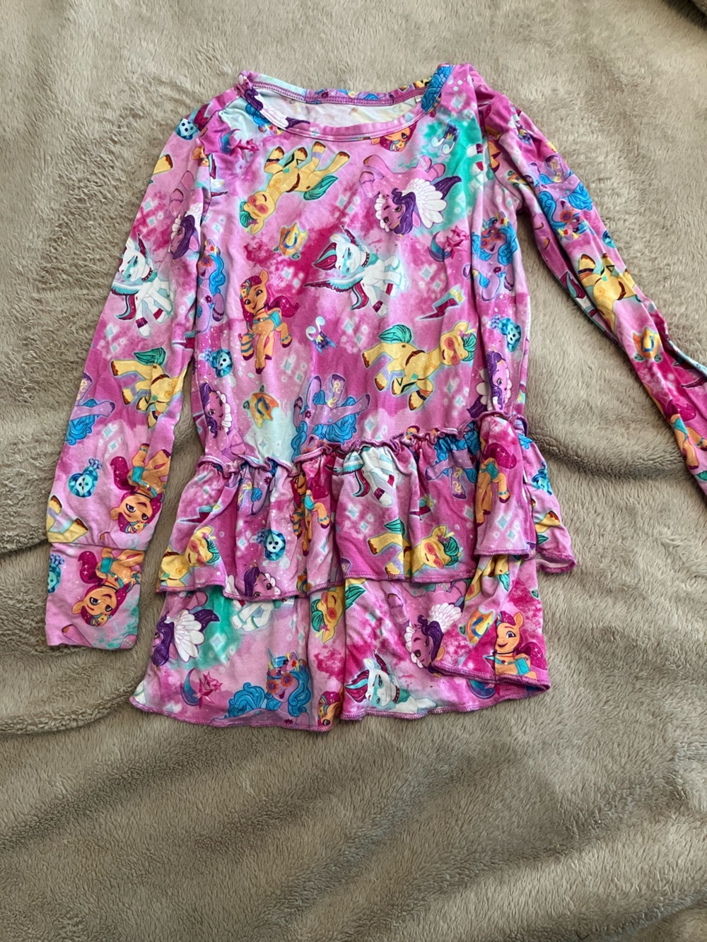 My Little Pony Girls Pink Ruffle Pajama Set - Size 5/6Y